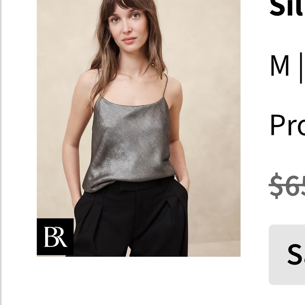 Banana Republic Shimmery Silver Satin Spaghetti-Strap Cami